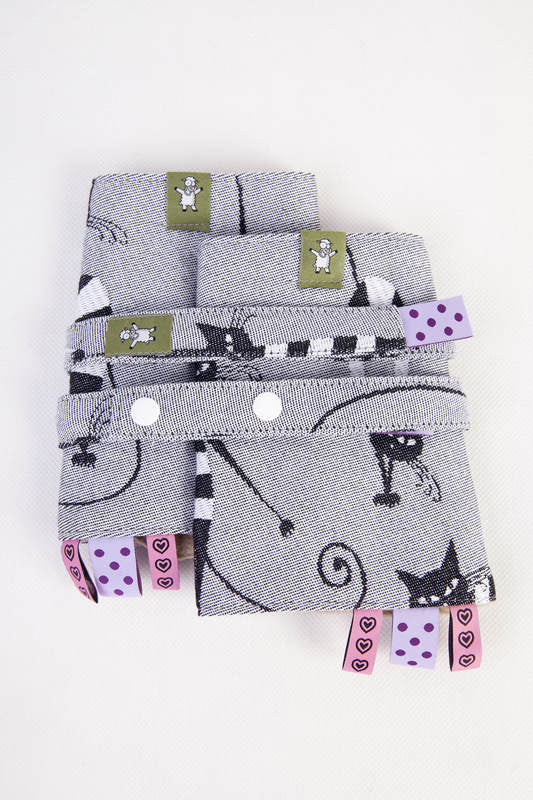 DROOL PADS & REACH STRAPS SET, (100% COTTON) - CRAZY CATS - The Birth Shop