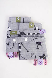 DROOL PADS & REACH STRAPS SET, (100% COTTON) - CRAZY CATS - The Birth Shop