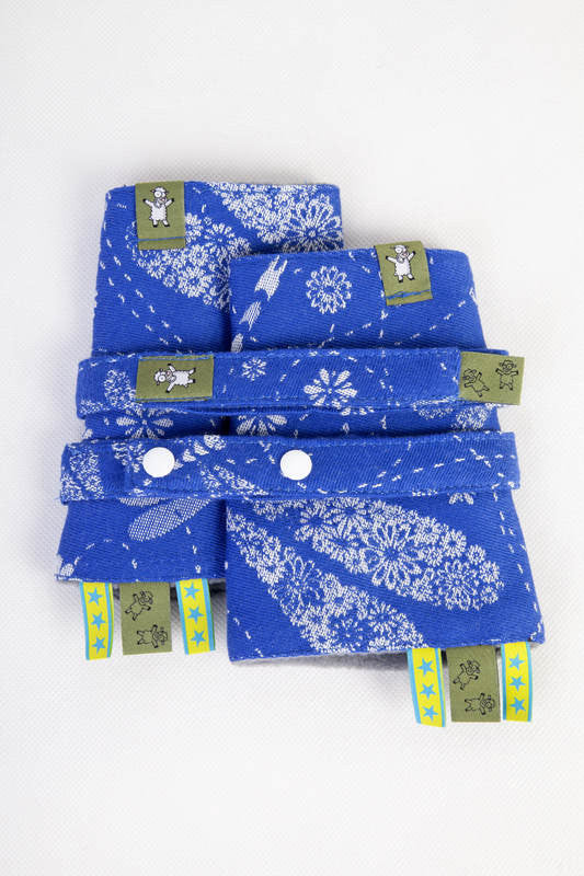 DROOL PADS & REACH STRAPS SET, (100% COTTON) - DRAGONFLY BLUE & WHITE - The Birth Shop