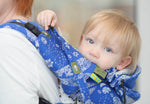 DROOL PADS & REACH STRAPS SET, (100% COTTON) - DRAGONFLY BLUE & WHITE - The Birth Shop