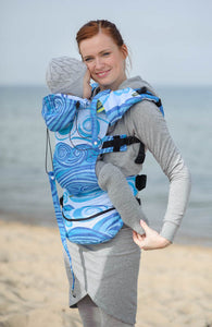 ERGONOMIC CARRIER, BABY SIZE, JACQUARD WEAVE 100% COTTON - WRAP CONVERSION FROM BLUE WAVES 2.0, SECOND GENERATION - The Birth Shop