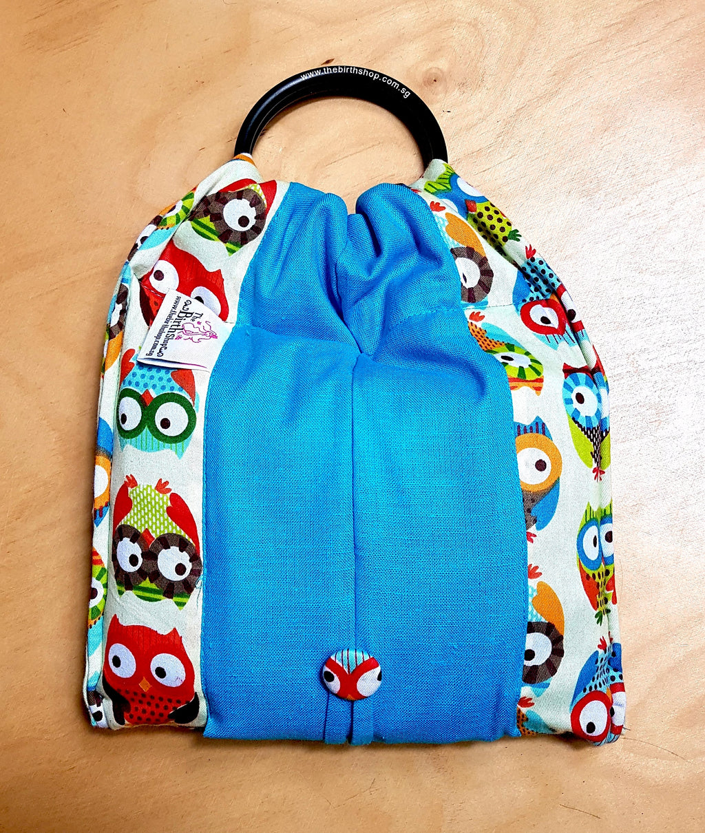 Basic Cotton-Linen - Yellow Owls - Turquoise - The Birth Shop