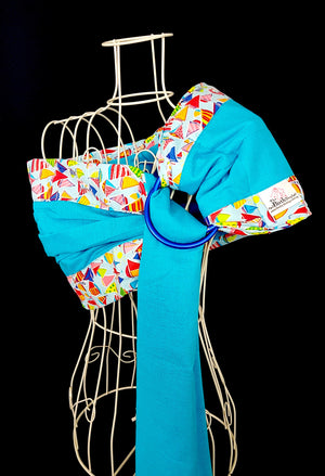 Basic Cotton-Linen - Sailboats - Turquoise - The Birth Shop
