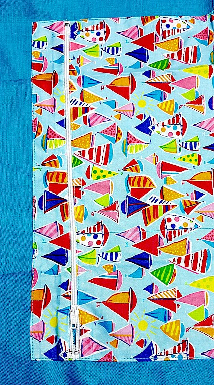 Basic Cotton-Linen - Sailboats - Turquoise - The Birth Shop